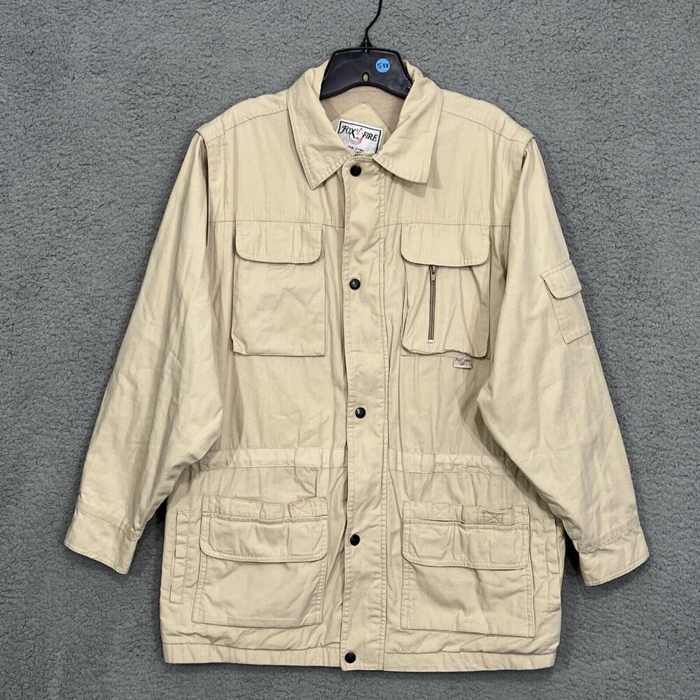 Fox Fire Utility Safar Convertible Coat Vest Men Med Fishing Hunting Beige Tan